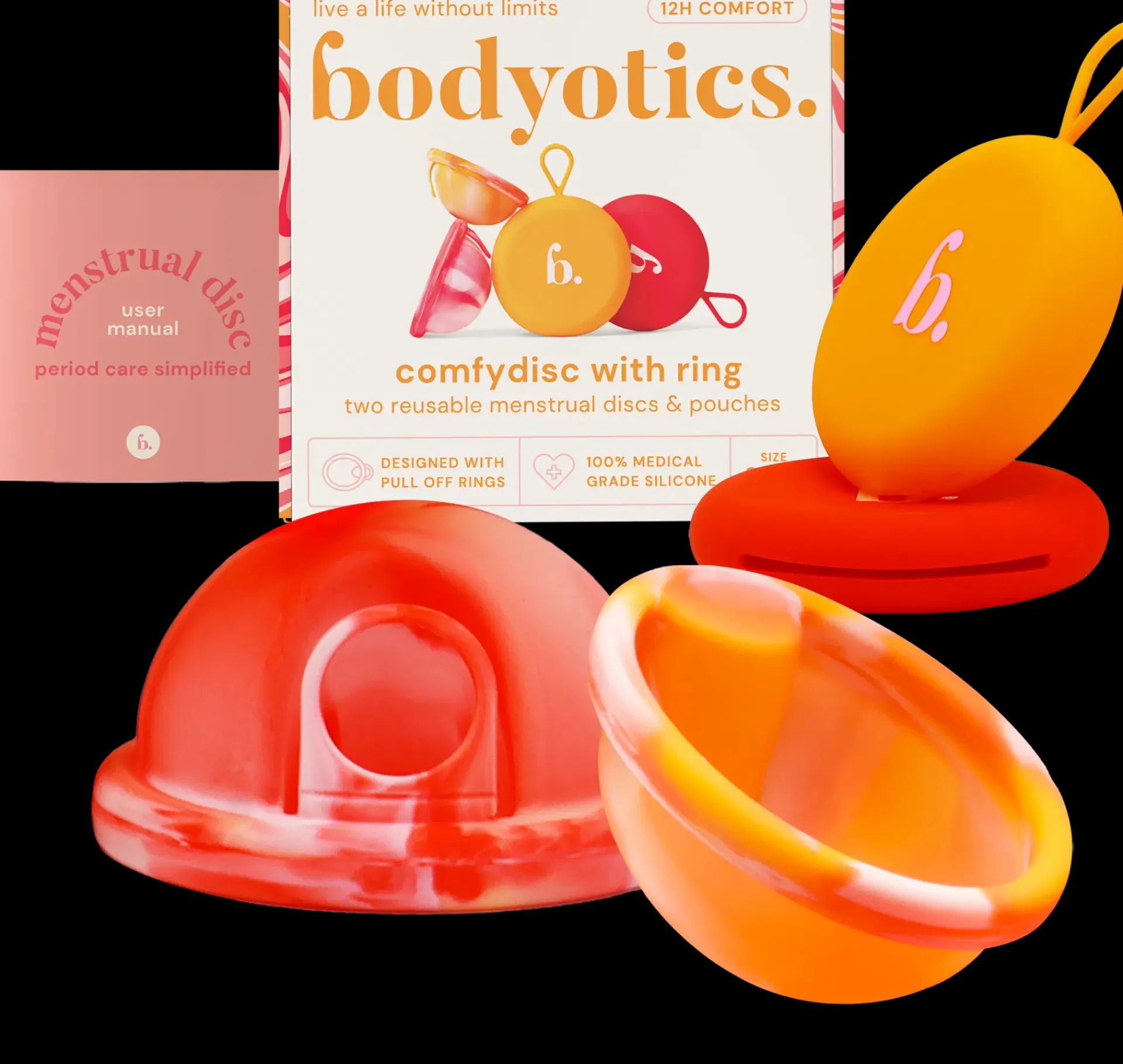 Bodyotics Kuukautiset Ja Intiimihygienia<kuukautislevy oranssi/punainen 2 kpl