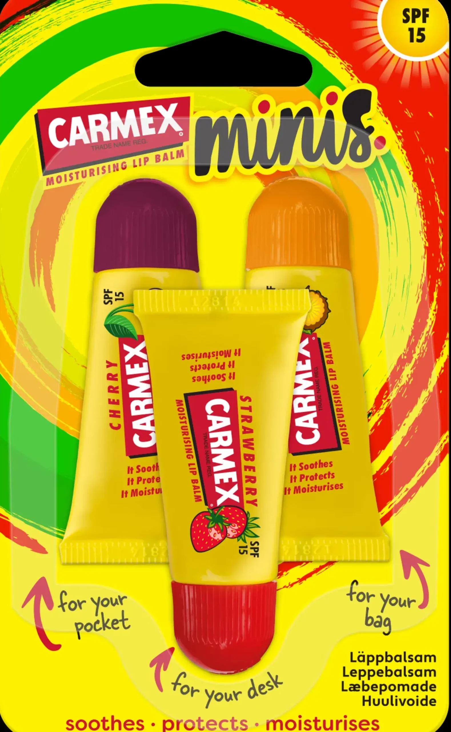 Carmex Kasvojenhoito<Mini Tubes huulivoidepuikot 3x5g