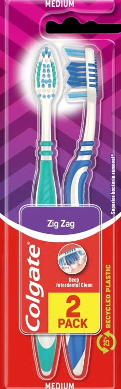 Colgate Suuhygienia|Suuhygienia<ZigZag medium hammasharja 2kpl