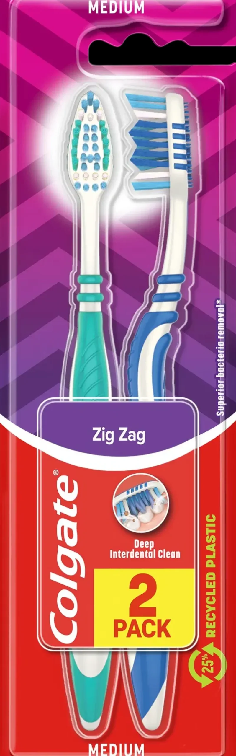 Colgate Suuhygienia|Suuhygienia<ZigZag medium hammasharja 2kpl