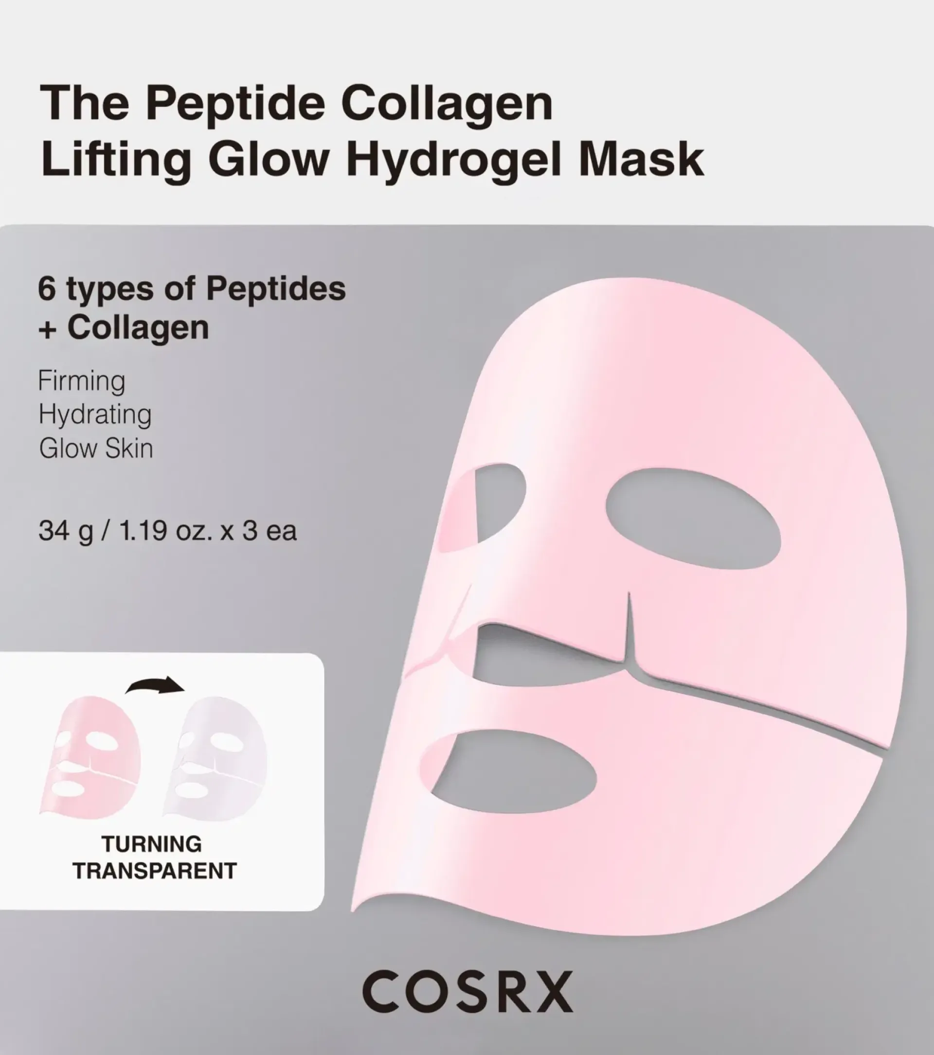 COSRX Kasvojenhoito<Peptide Collagen Lifting Glow Hydrogel Mask_3ea