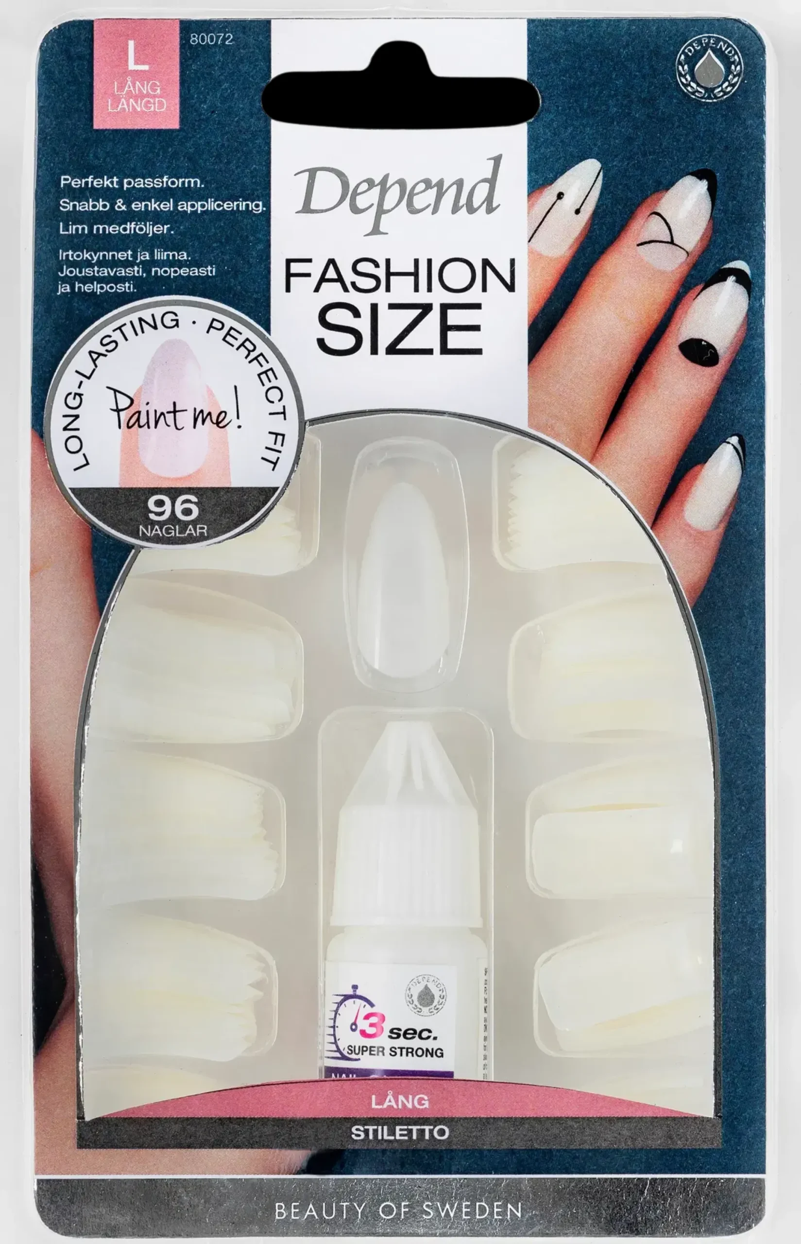 Depend Kynsimeikit Ja Kynsienhoito<Fashion Size 96-pack Stiletto irtokynnet nr 80072