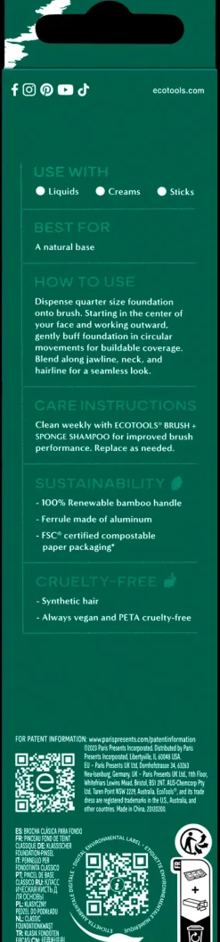 EcoTools Meikkisiveltimet Ja -Välineet<Classic foundation brush - litteä meikkivoidesivellin