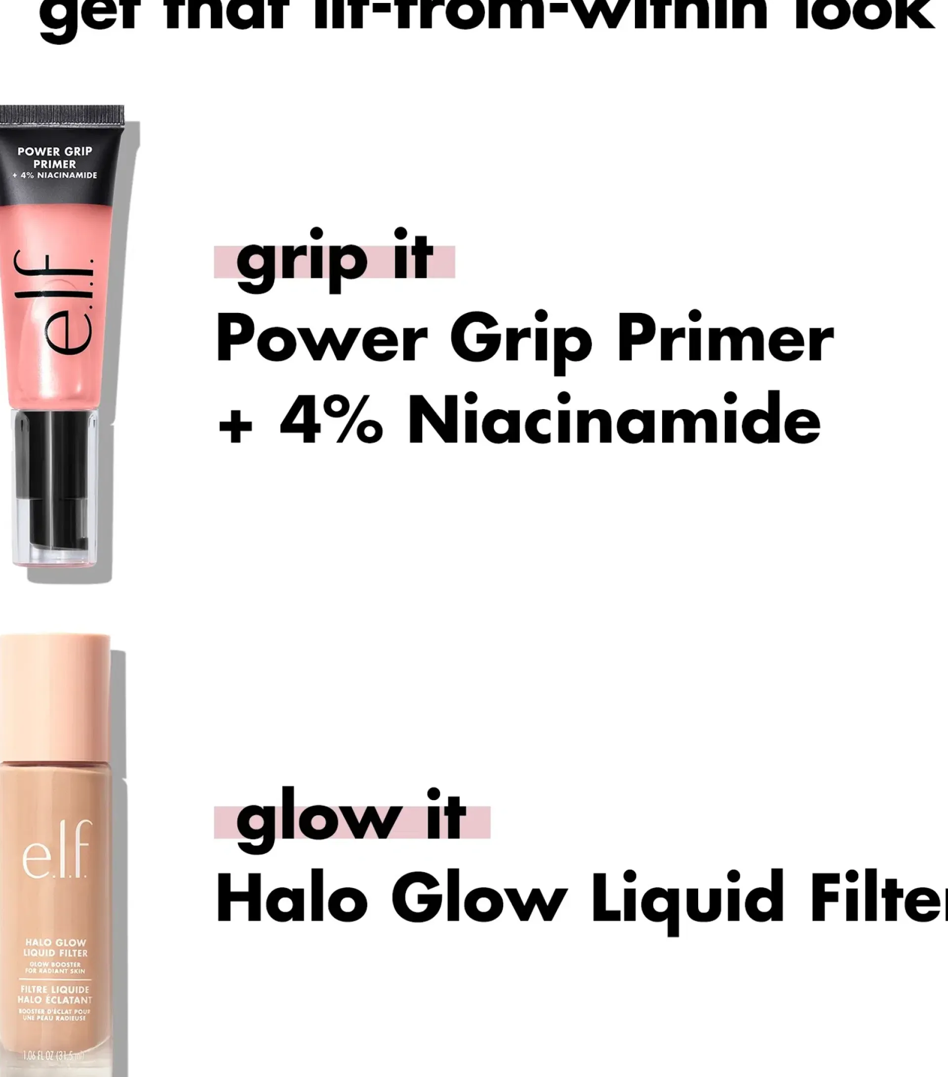 e.l.f. Kasvomeikit<cosmetics Power Grip Primer + Niacinamide meikinpohjustusvoide 24 ml