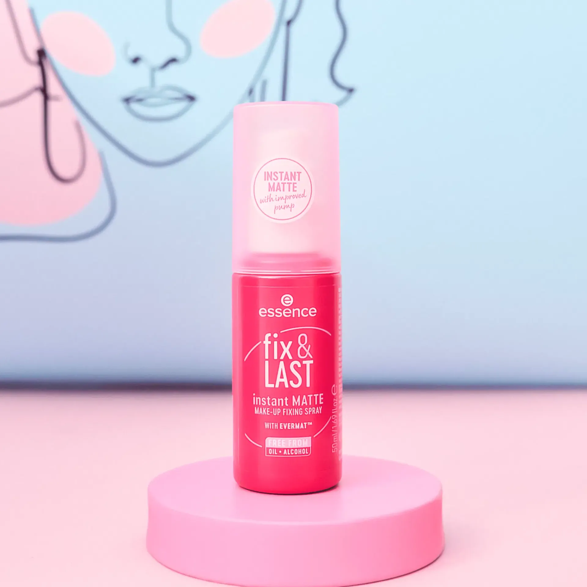 Essence Kasvomeikit<fix & LAST instant MATTE MAKE-UP FIXING SPRAY 50 ml