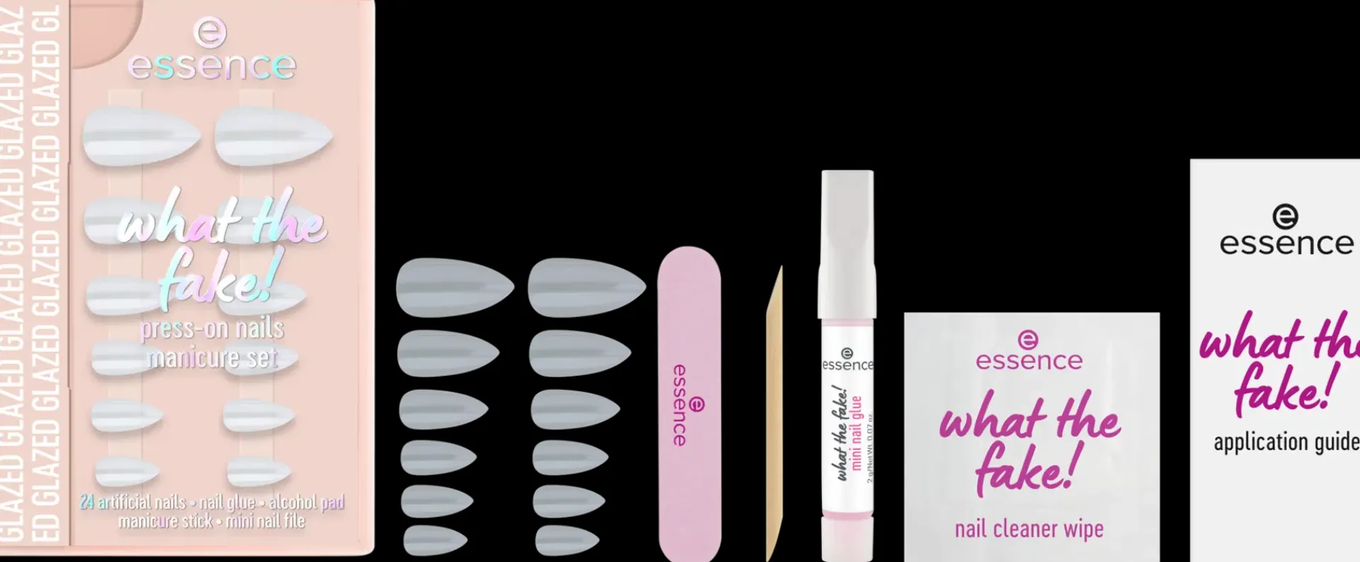 Essence Kynsimeikit Ja Kynsienhoito<what the fake! PRESS-ON NAILS manicure set 01 GLAZED 28 st