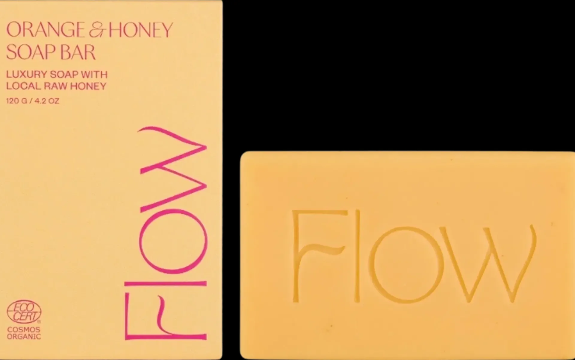Flow Cosmetics Ihonhoito|Käsienhoito<Orange & Honey -palasaippua kasvoille, käsille, vartalolle ja sheivaukseen 120g