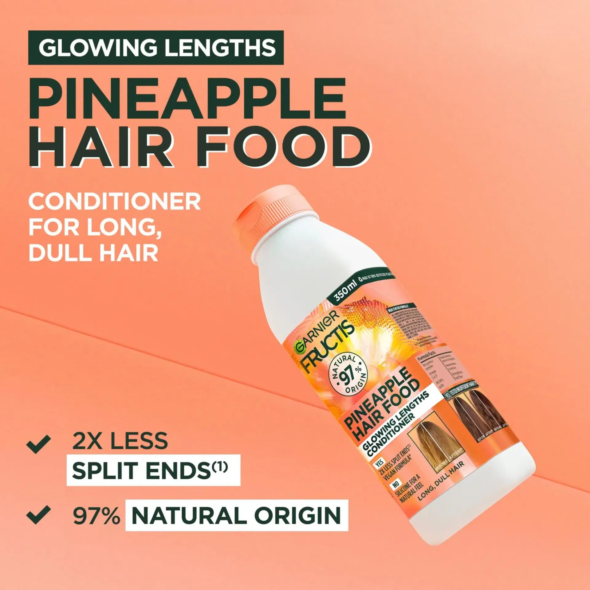 Garnier Hiustenhoito<Fructis Hair Food Pineapple hoitoaine pitkille hiuksille 350 ml