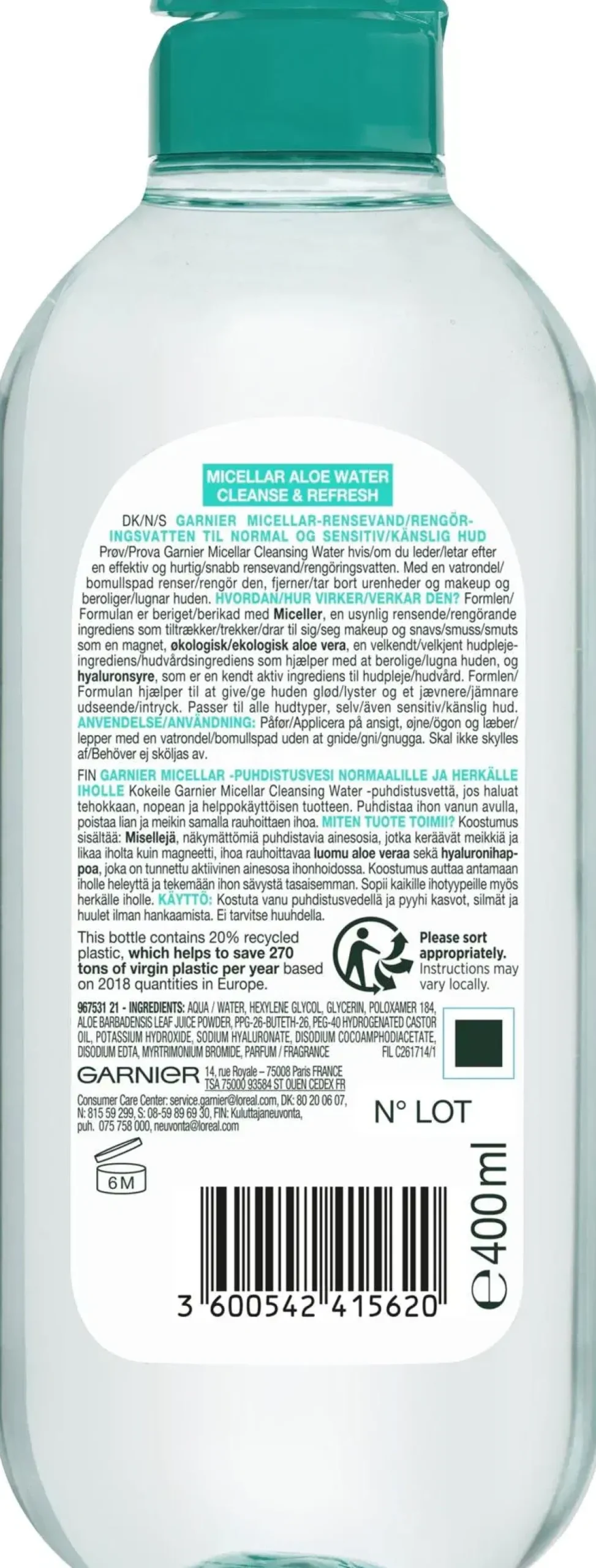 Garnier Kasvojenhoito<Micellar micellar-puhdistusvesi normaalille iholle 400 ml