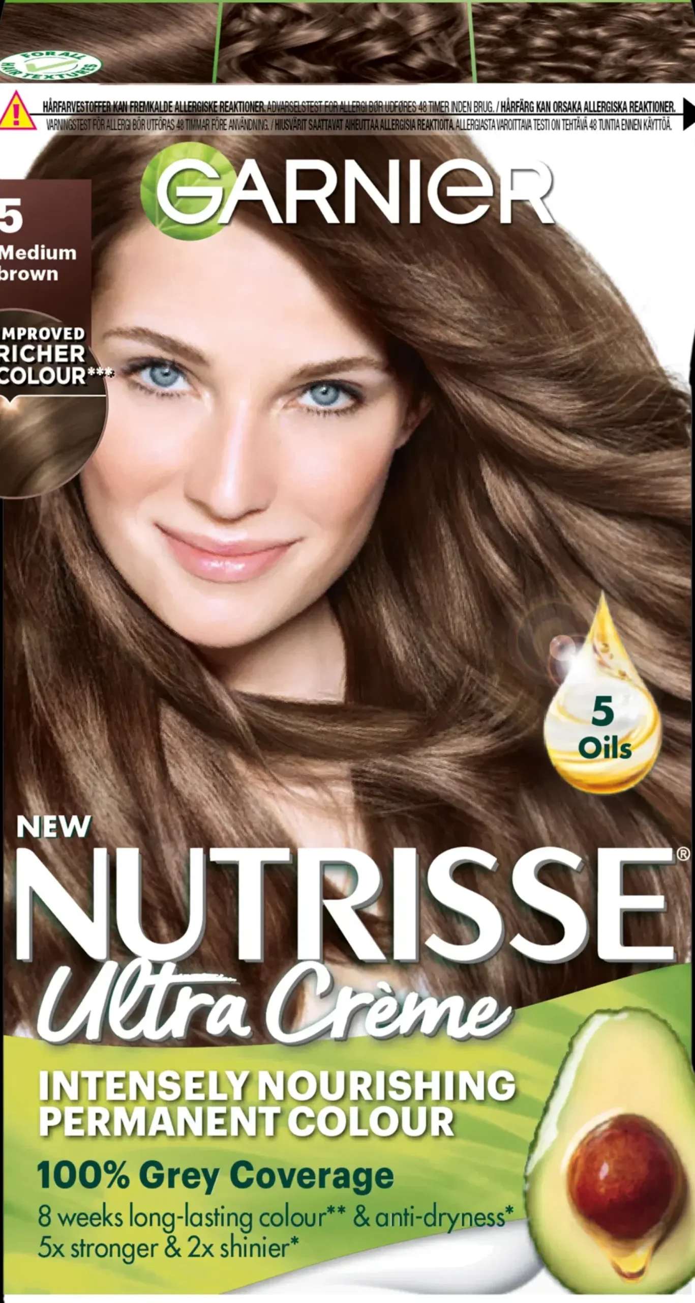 Garnier Hiusvärit<Nutrisse Ultra Creme 5.0 Medium Brown Ruskea kestoväri 1kpl