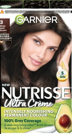 Garnier Hiusvärit<Nutrisse Ultra Creme 3.0 Deep Dark Brown Syvä Tummanruskea kestoväri 1kpl