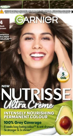 Garnier Hiusvärit<Nutrisse Ultra Creme 4.0 Dark Brown Tummanruskea kestoväri 1kpl