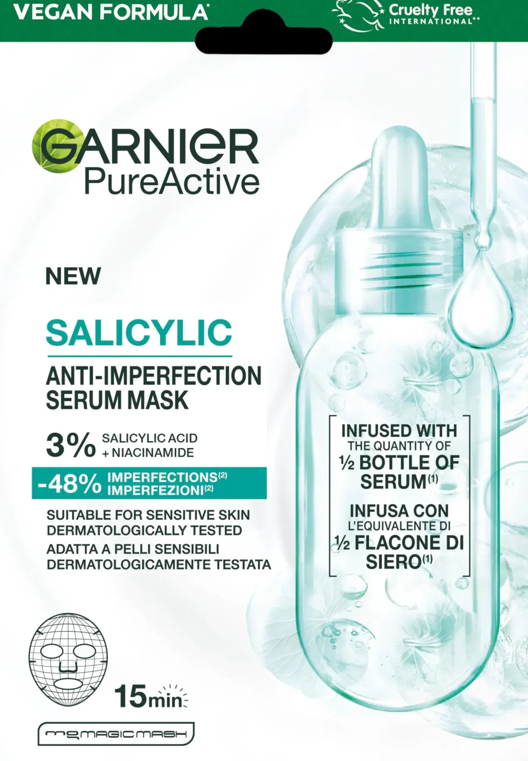 Garnier Kasvojenhoito<PureActive Salicylic Anti-Pimple seeruminaamio epäpuhtaalle iholle 1 pc