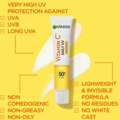 Garnier Kasvojenhoito<SkinActive Vitamin C* Invisible uv-voide SPF50 samealle iholle 40 ml