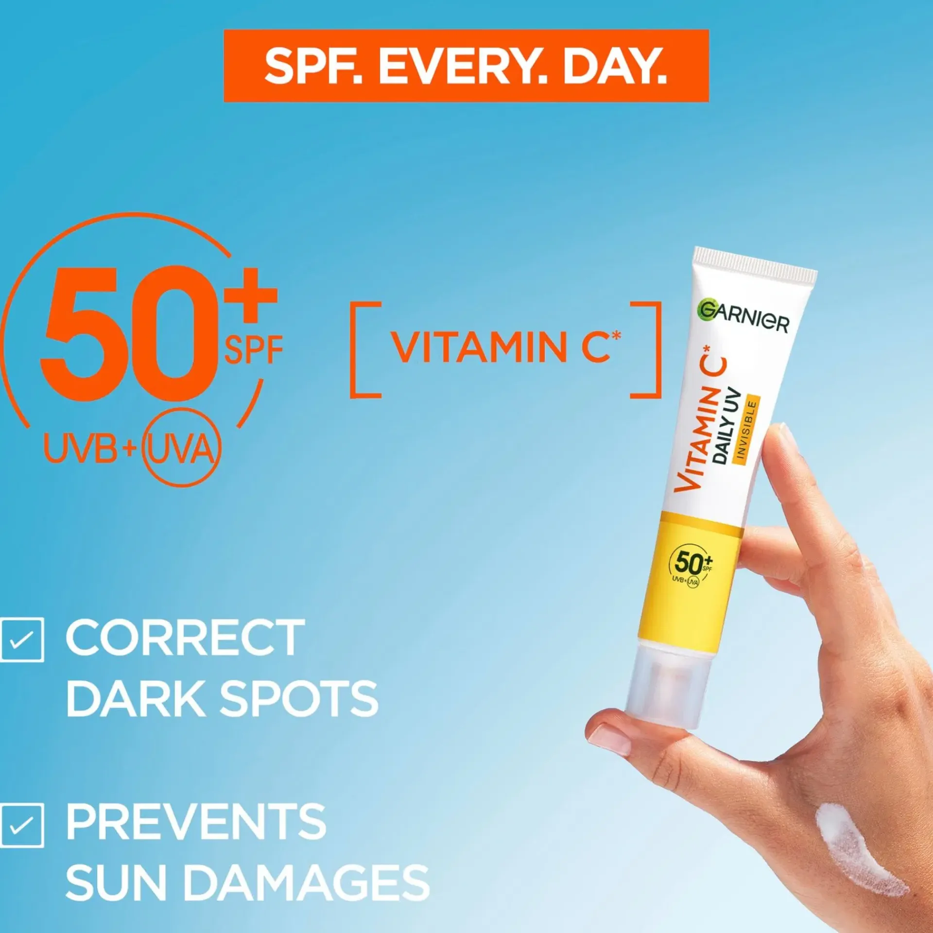 Garnier Kasvojenhoito<SkinActive Vitamin C* Invisible uv-voide SPF50 samealle iholle 40 ml