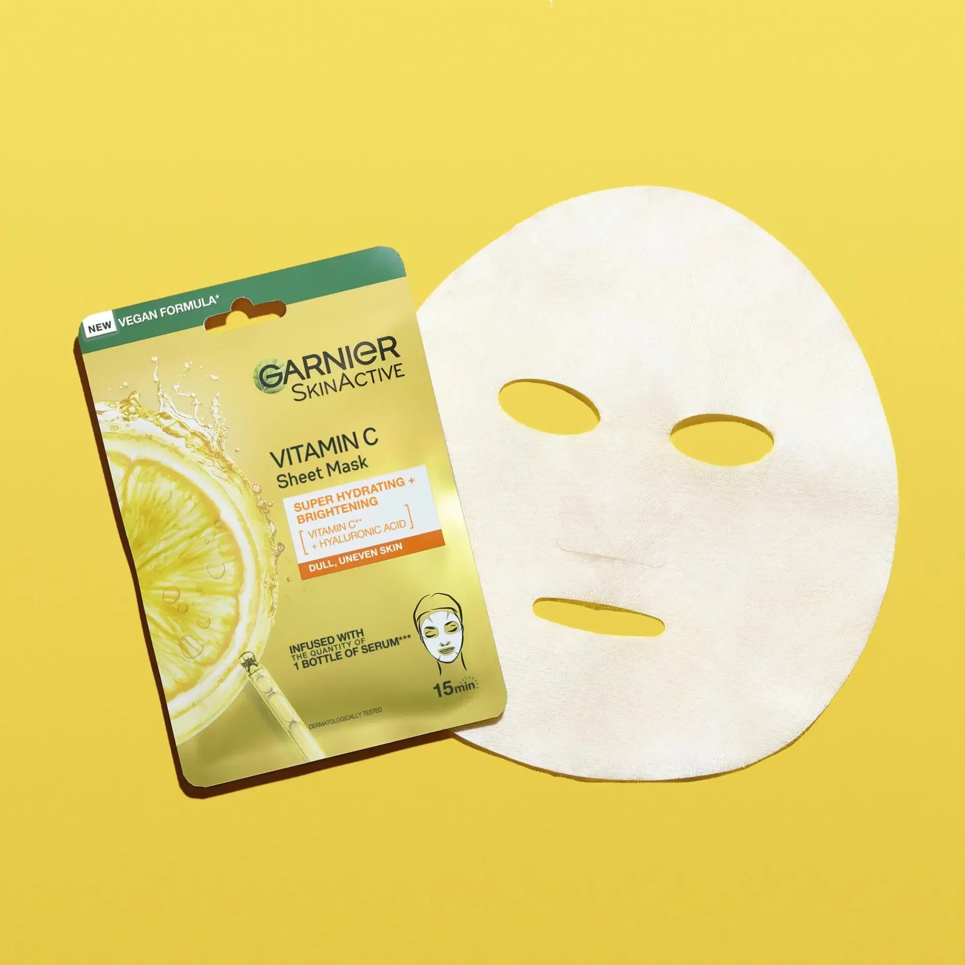Garnier Ihonhoidon Tehoaineet|Kasvojenhoito<SkinActive Vitamin C Sheet Mask Super Hydrating + Brightening kosteuttava ja heleyttävä kangasnaamio 28 g