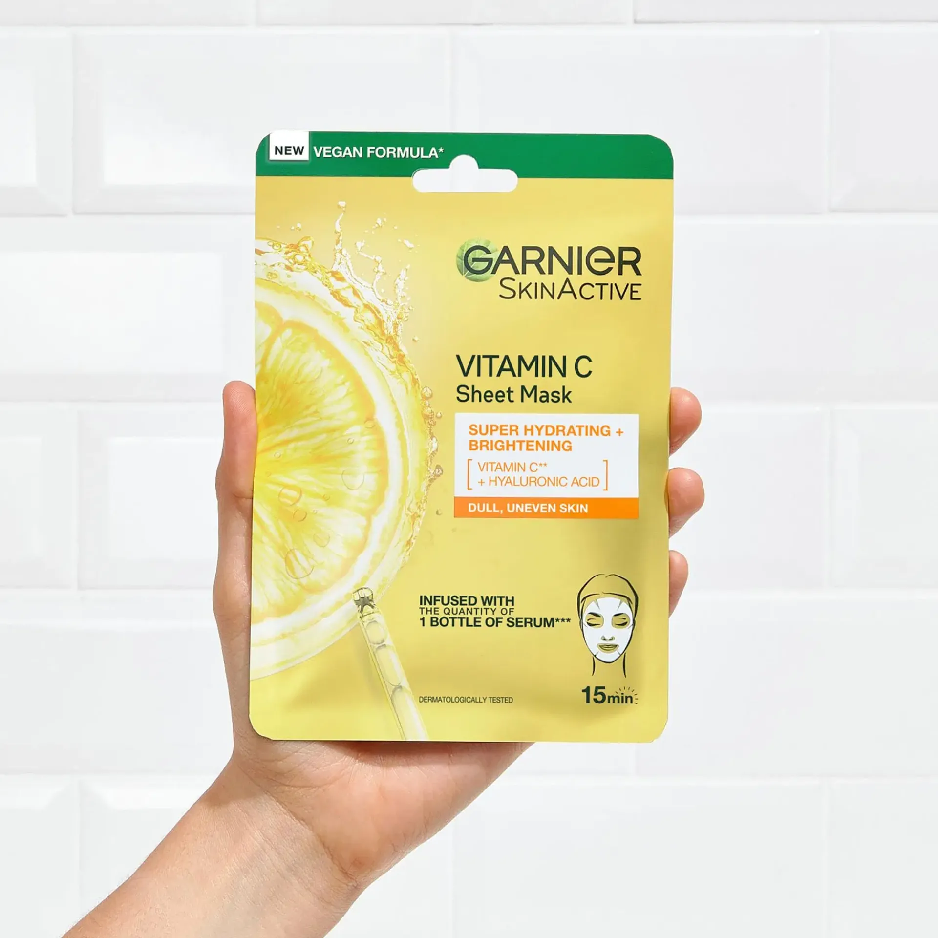 Garnier Ihonhoidon Tehoaineet|Kasvojenhoito<SkinActive Vitamin C Sheet Mask Super Hydrating + Brightening kosteuttava ja heleyttävä kangasnaamio 28 g