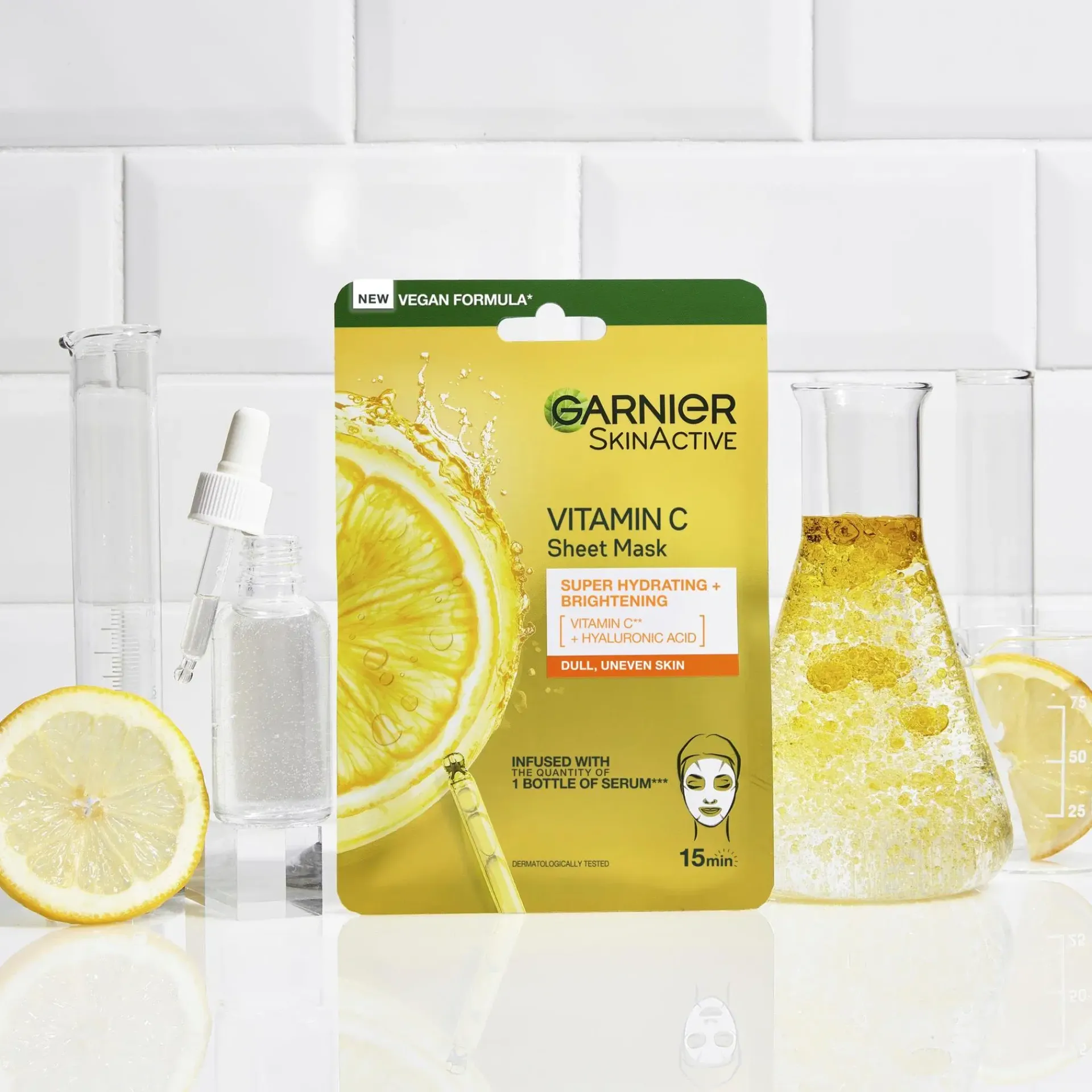 Garnier Ihonhoidon Tehoaineet|Kasvojenhoito<SkinActive Vitamin C Sheet Mask Super Hydrating + Brightening kosteuttava ja heleyttävä kangasnaamio 28 g