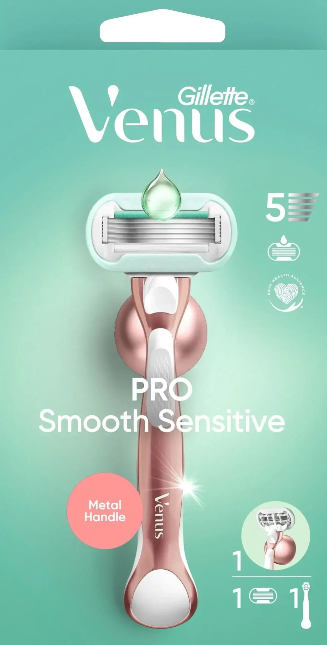 Gillette Karvanpoisto<Venus Pro Smooth Sensitive Ihokarvanajohöylä + Seinäpidike
