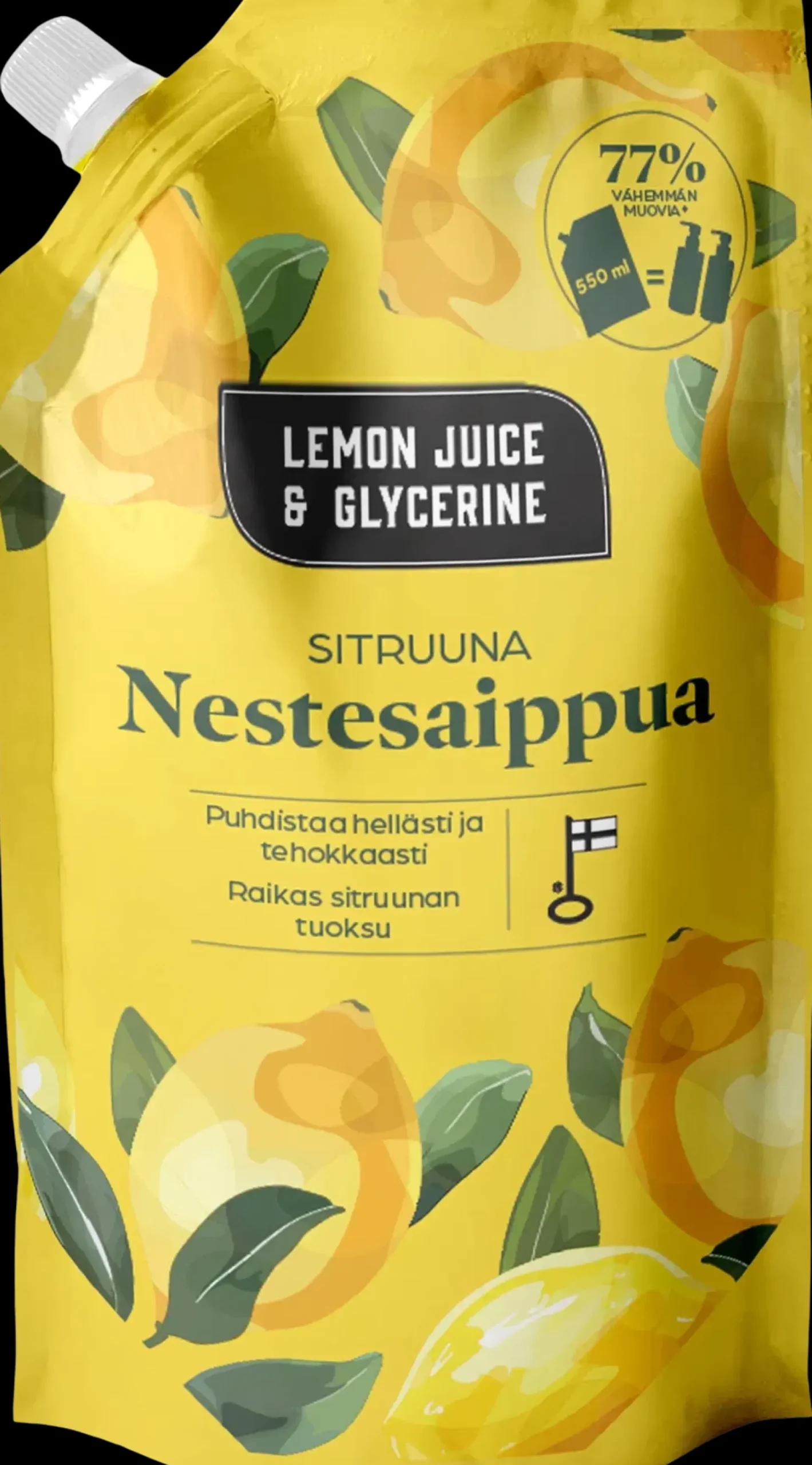 Lemon Juice u0026 Glycerine Käsienhoito<Lemon Juice and Glycerine Nestesaippua sitruuna täyttöpussi 550ml