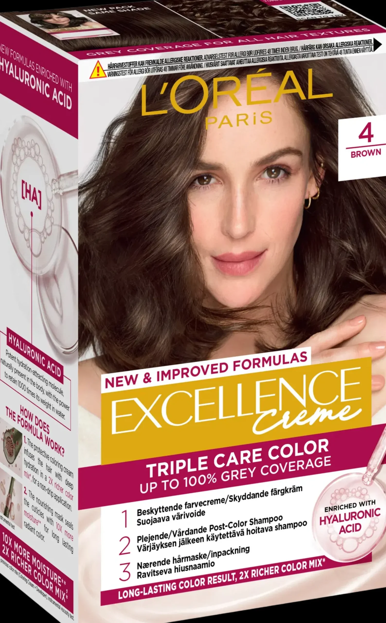 L'Oréal Paris Hiusvärit<Excellence Creme 4 Brown Tummanruskea kestoväri 1kpl