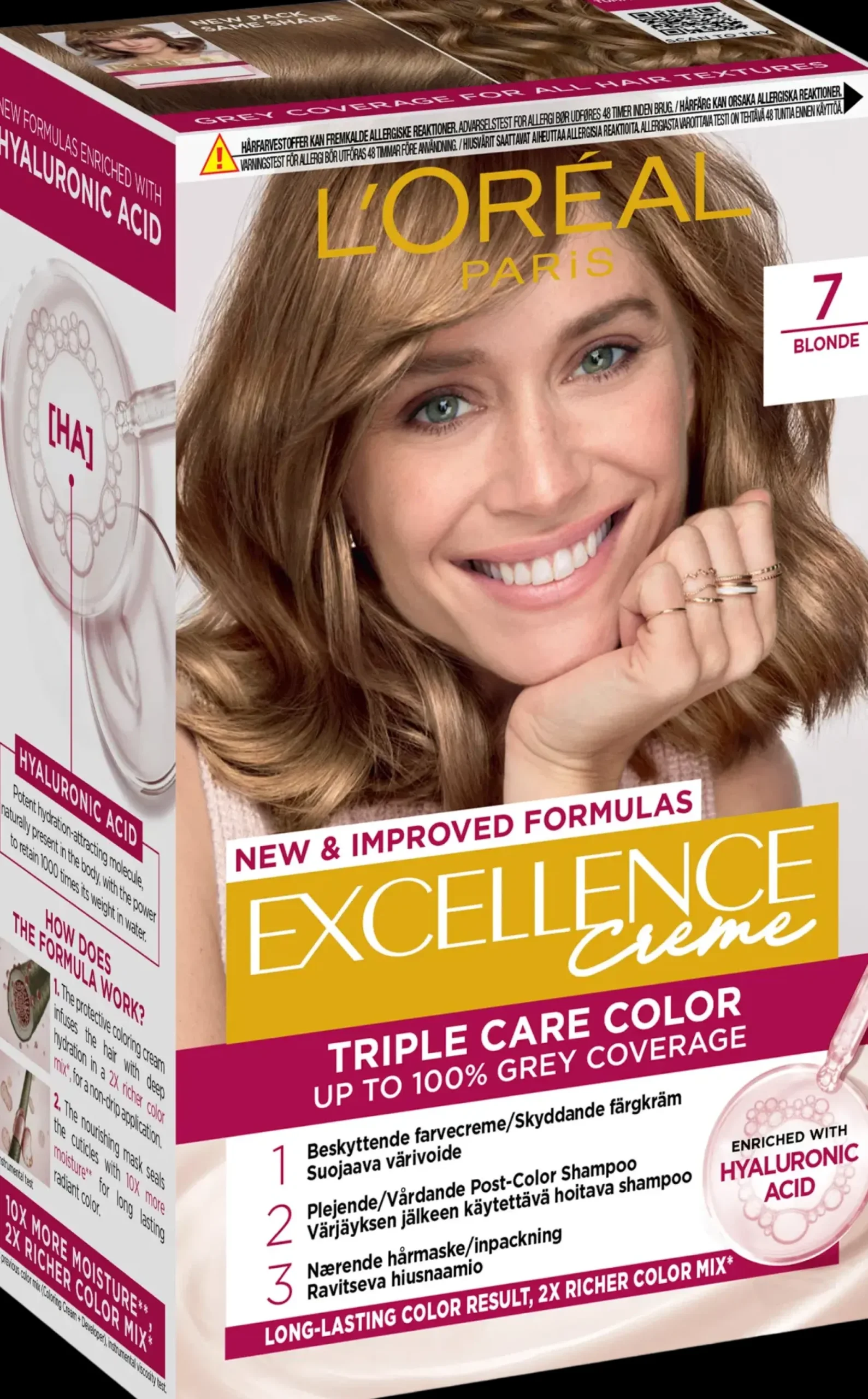 L'Oréal Paris Hiusvärit<Excellence Creme 7 Blonde Tummanvaalea kestoväri 1kpl
