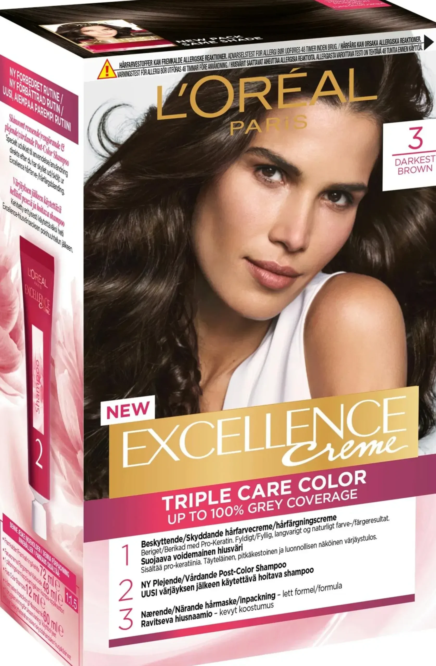 L'Oréal Paris Hiusvärit<Excellence Creme 3 Dark Brown Syvä Tummanruskea kestoväri 1kpl