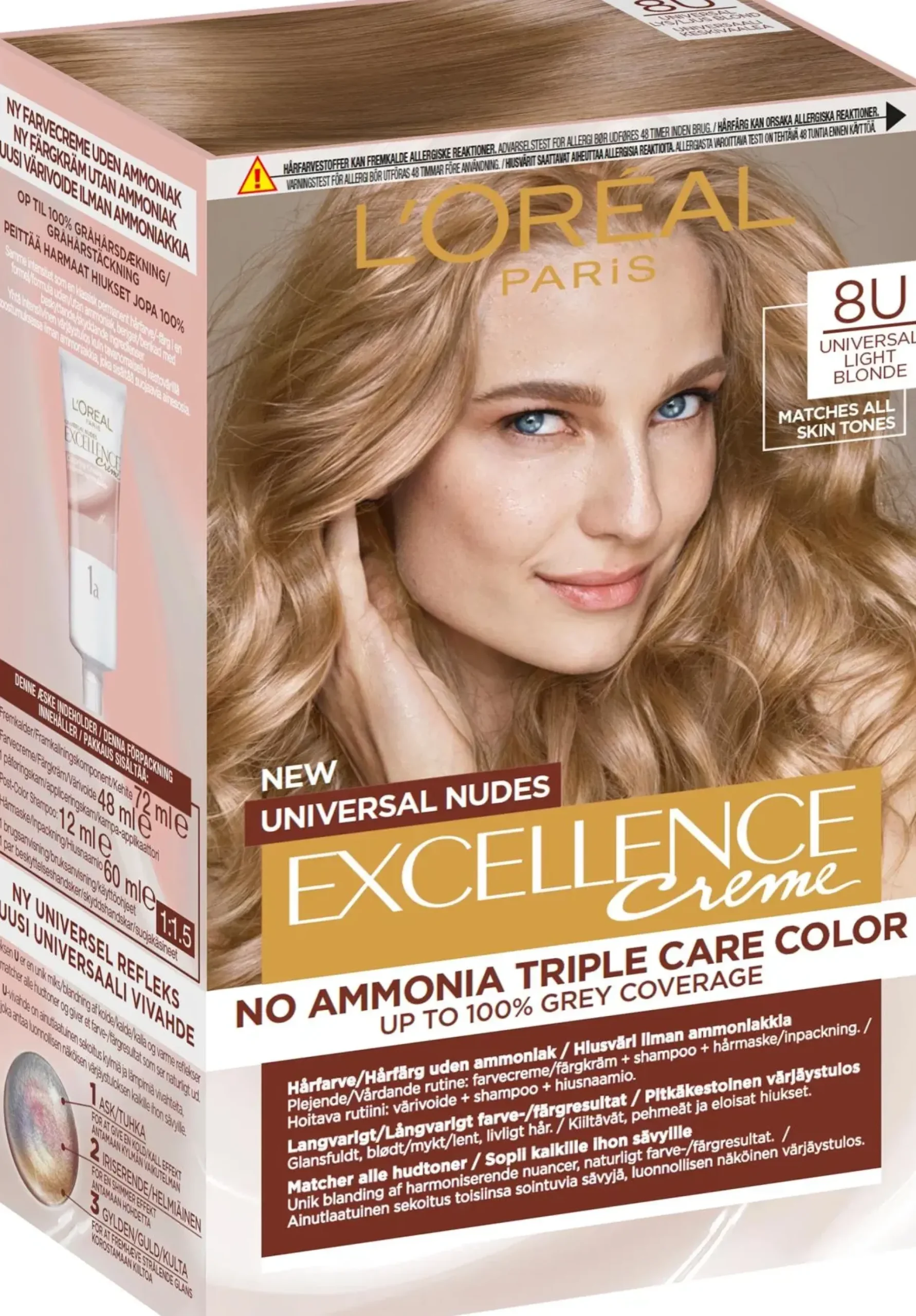 L'Oréal Paris Hiusvärit<Excellence Universal Nudes 8U Universal Light Blonde kestoväri ilman ammoniakkia 1kpl