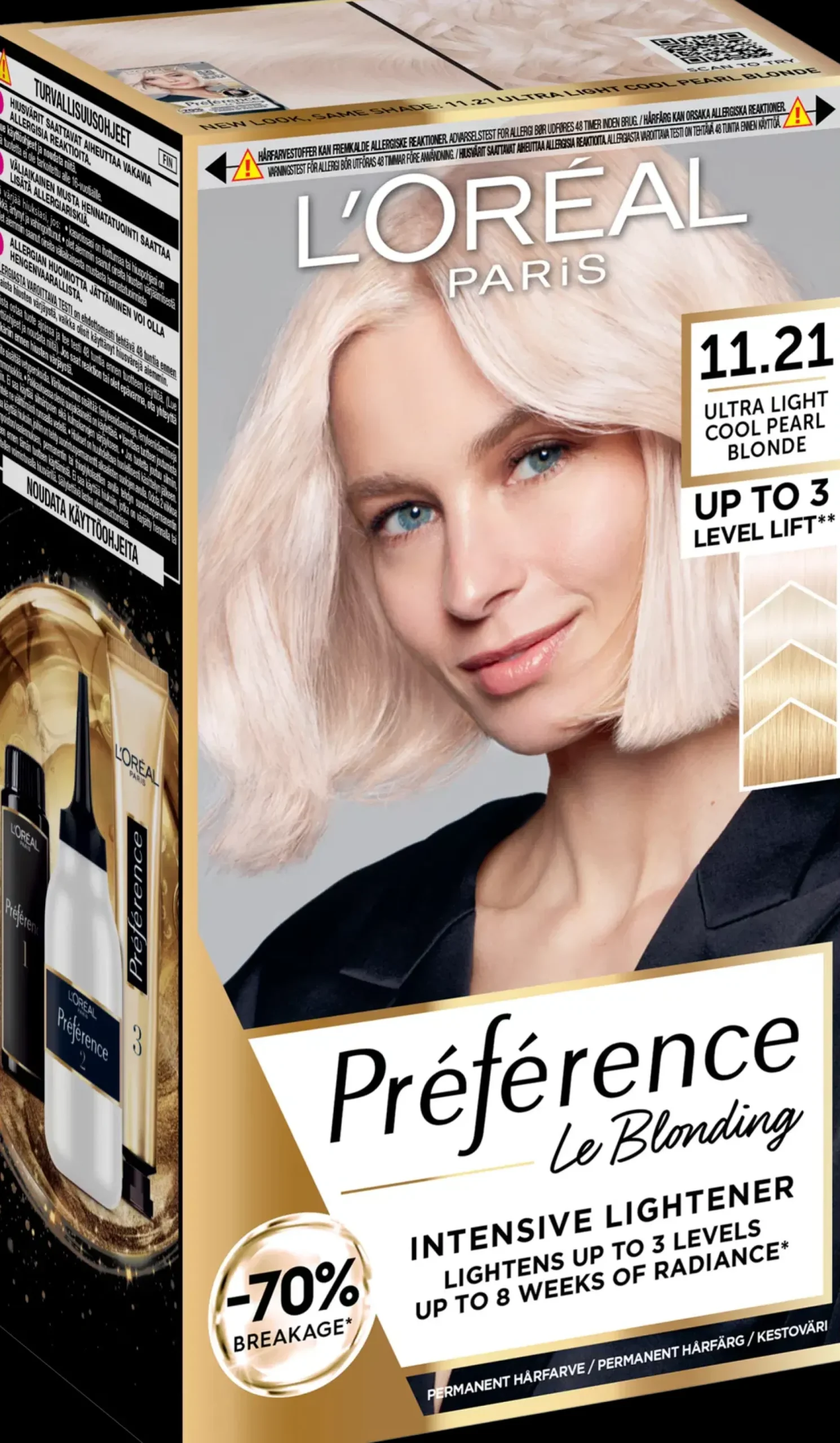 L'Oréal Paris Hiusvärit<Préférence Le Blonding 11.21 Ultra Light Extra Light Cool Crystal Blonde Erittäin kirkas viileä kristallinvaalea kestoväri 1kpl