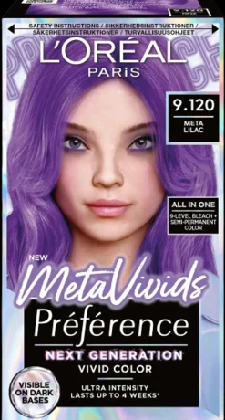 L'Oréal Paris Hiusvärit<Préférence Metavivids Lilac 9.120 vaalennus ja sävyte 1kpl
