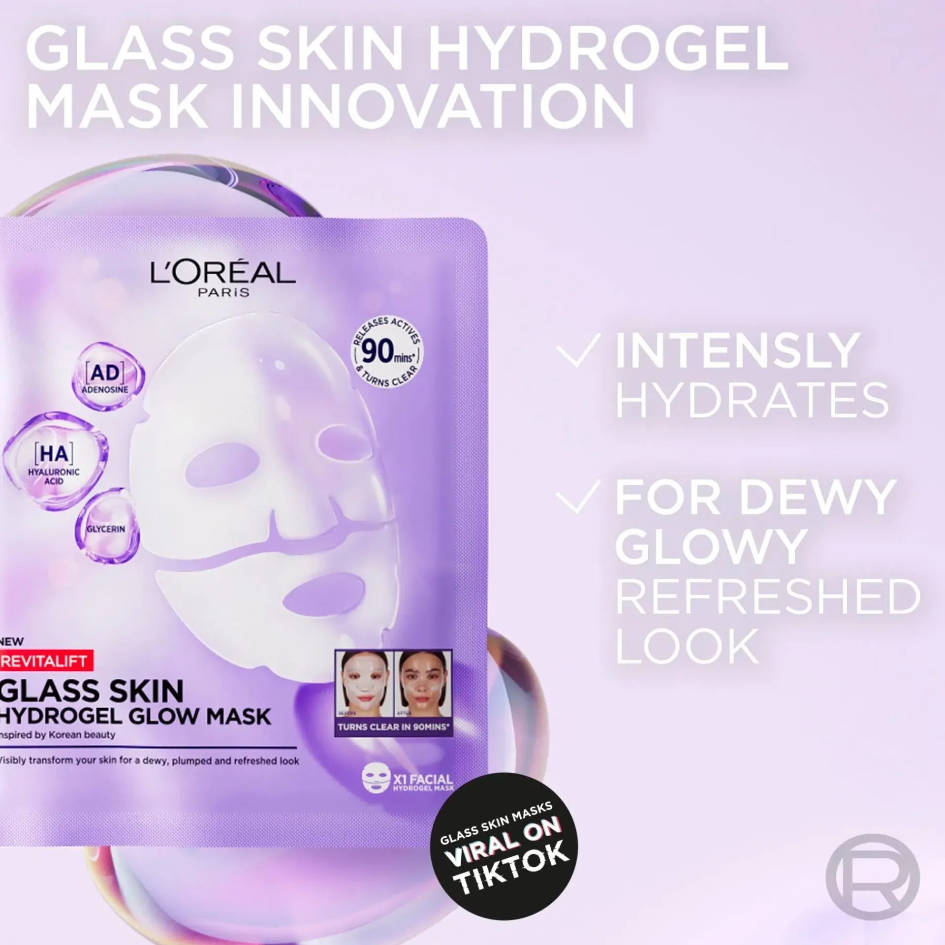 L'Oréal Paris Kasvojenhoito<Revitalift Filler Glass Skin Kangasnaamio 1pcs