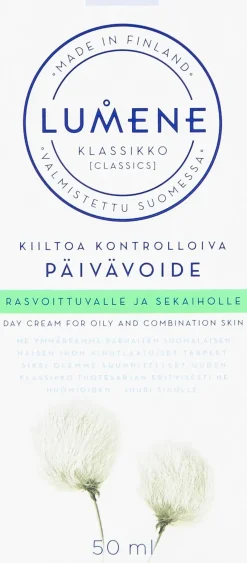 Lumene Kasvojenhoito<KLASSIKKO Kiiltoa kontrolloiva päivävoide rasvoittuvalle ja sekaiholle 50ml