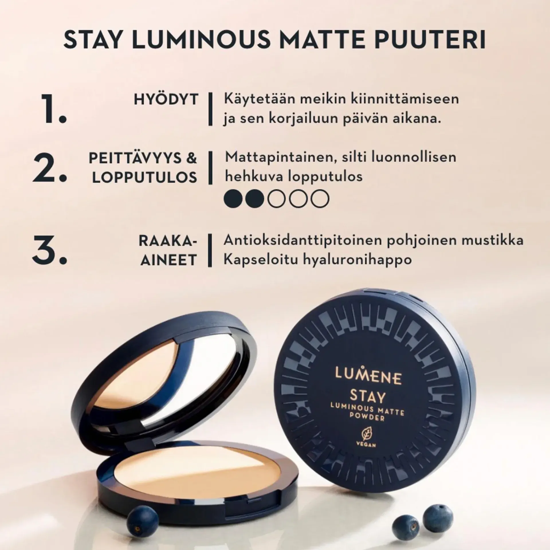 Lumene Kasvomeikit<Stay Luminous Matte puuteri 10 g