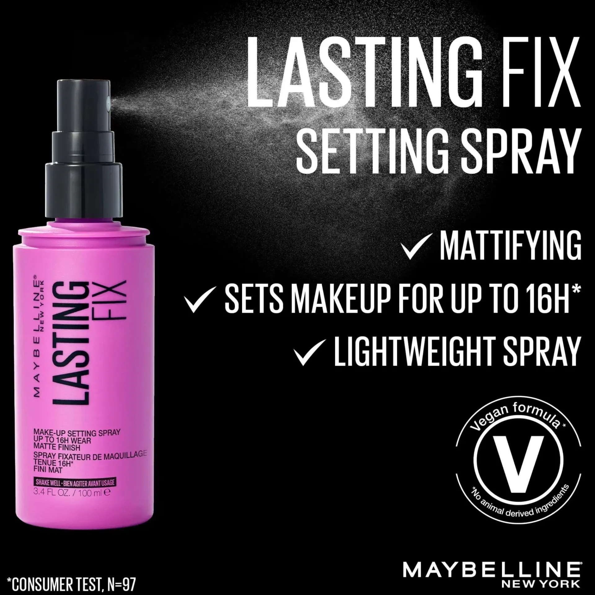 Maybelline Kasvomeikit<New York Face Studio Setting Spray 100 Lasting Fix -meikinkiinnityssuihke 100ml
