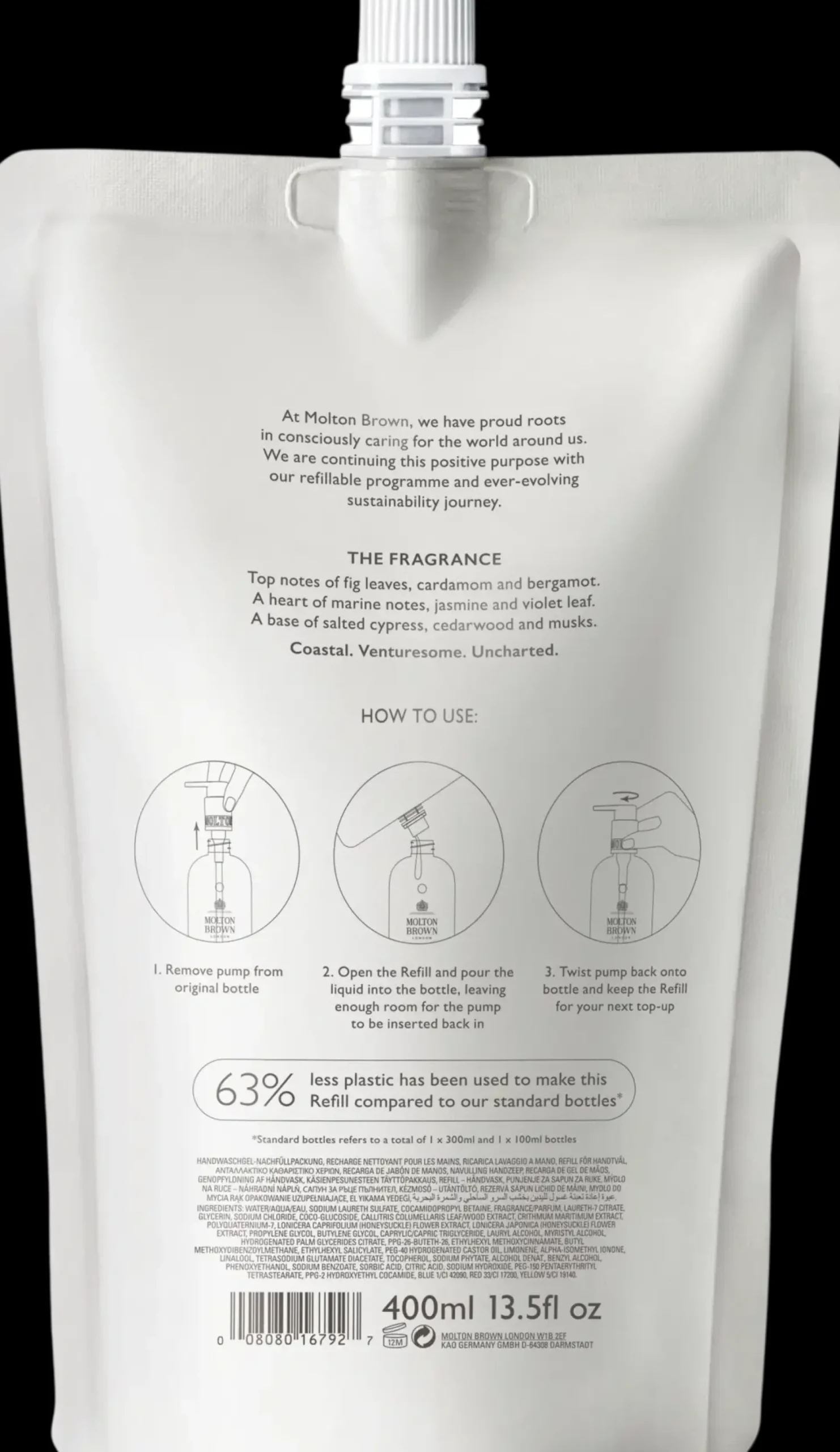 Molton Brown Vartalonhoito<Coastal Cypress & Sea Fennel Fine Liquid Hand Wash Refill käsisaippuan täyttöpakkaus 400 ml