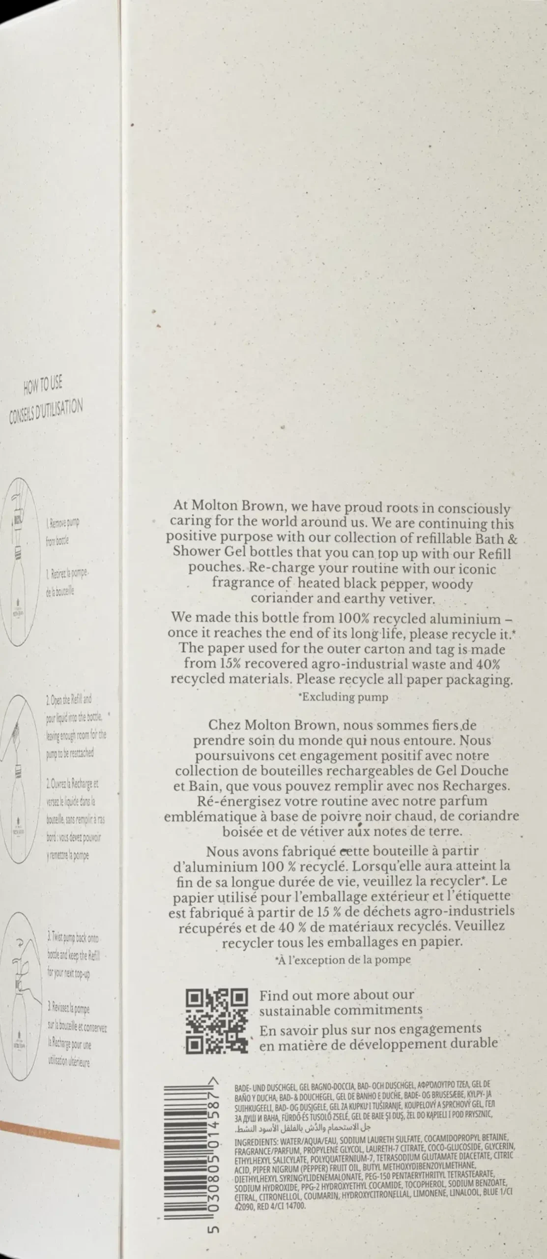 Molton Brown Vartalonhoito<Infinite Bottle Re-charge Black Pepper Bath & Shower Gel suihkugeeli 400 ml
