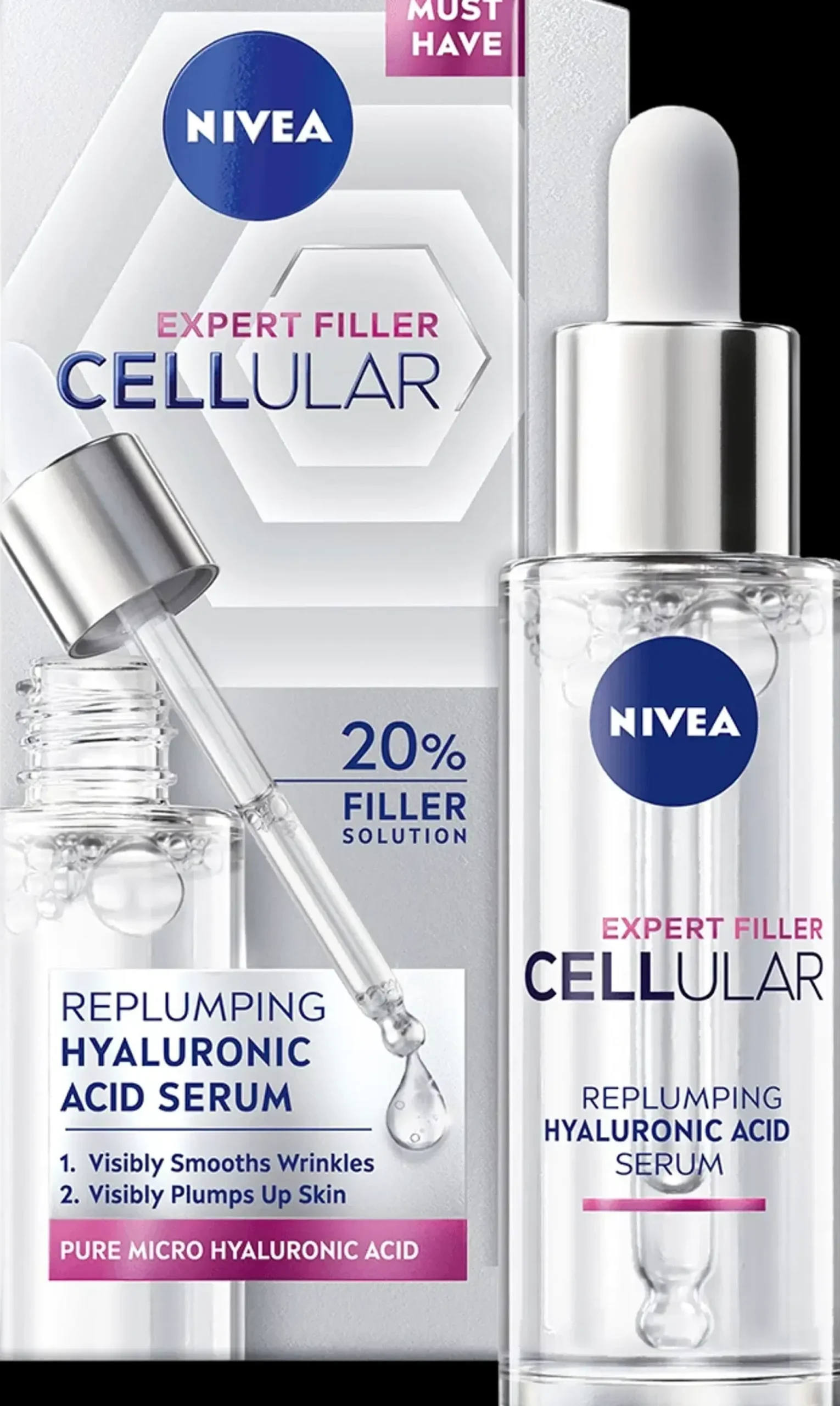 NIVEA Ihonhoidon Tehoaineet|Kasvojenhoito<30ml Cellular Expert Filler Hyaluron Replumping Serum -kasvoseerumi