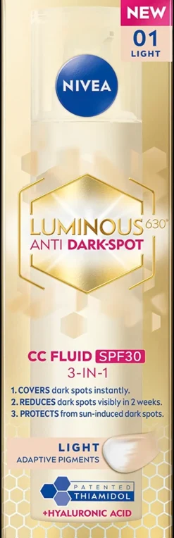 NIVEA Kasvojenhoito<40ml Luminous630 Anti Dark-Spot CC Fluid Light SK30 - sävyttävä päivävoide