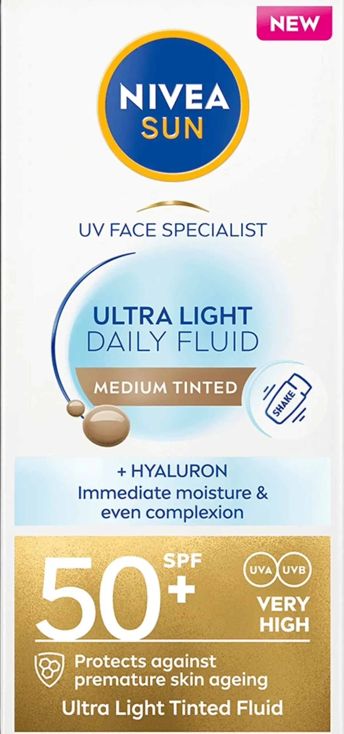 NIVEA Aurinkotuotteet<SUN 40ml UV Face Specialist Ultra Light Daily Fluid Medium Tinted SK50+ - sävyttävä aurinkosuojavoide
