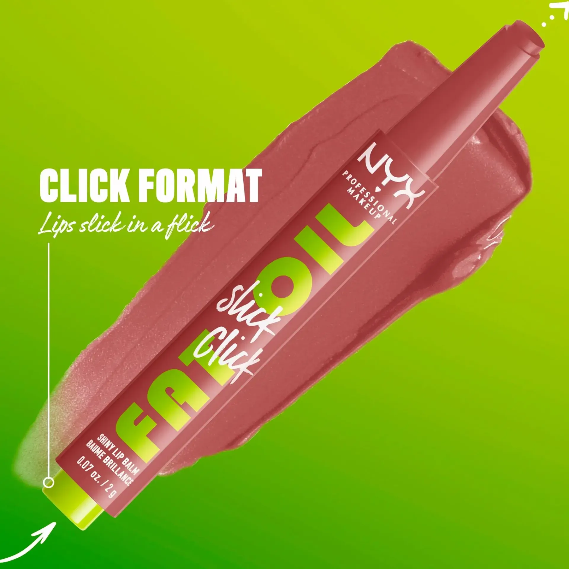 NYX Professional Makeup Huulimeikit<Fat Oil Slick Click Huulivoide 19 Caption This 2 g