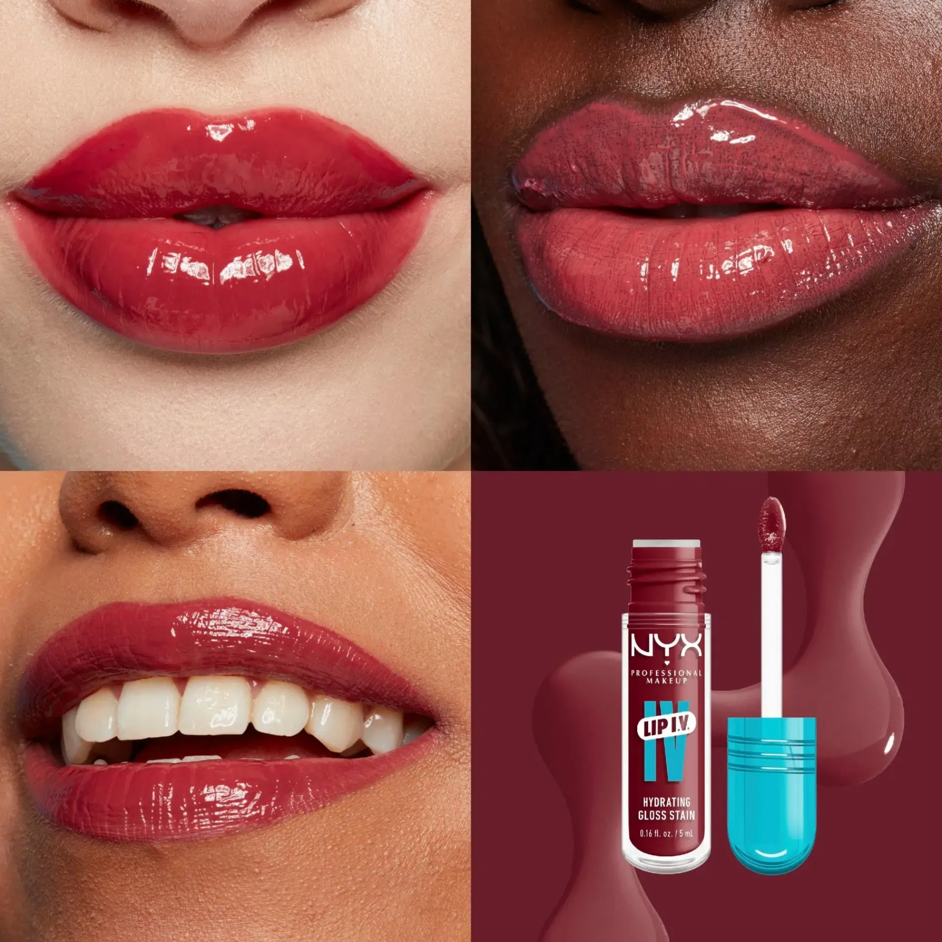NYX Professional Makeup Huulimeikit<Lip I.V. Hydrating Gloss Stain huulikiilto 5 ml