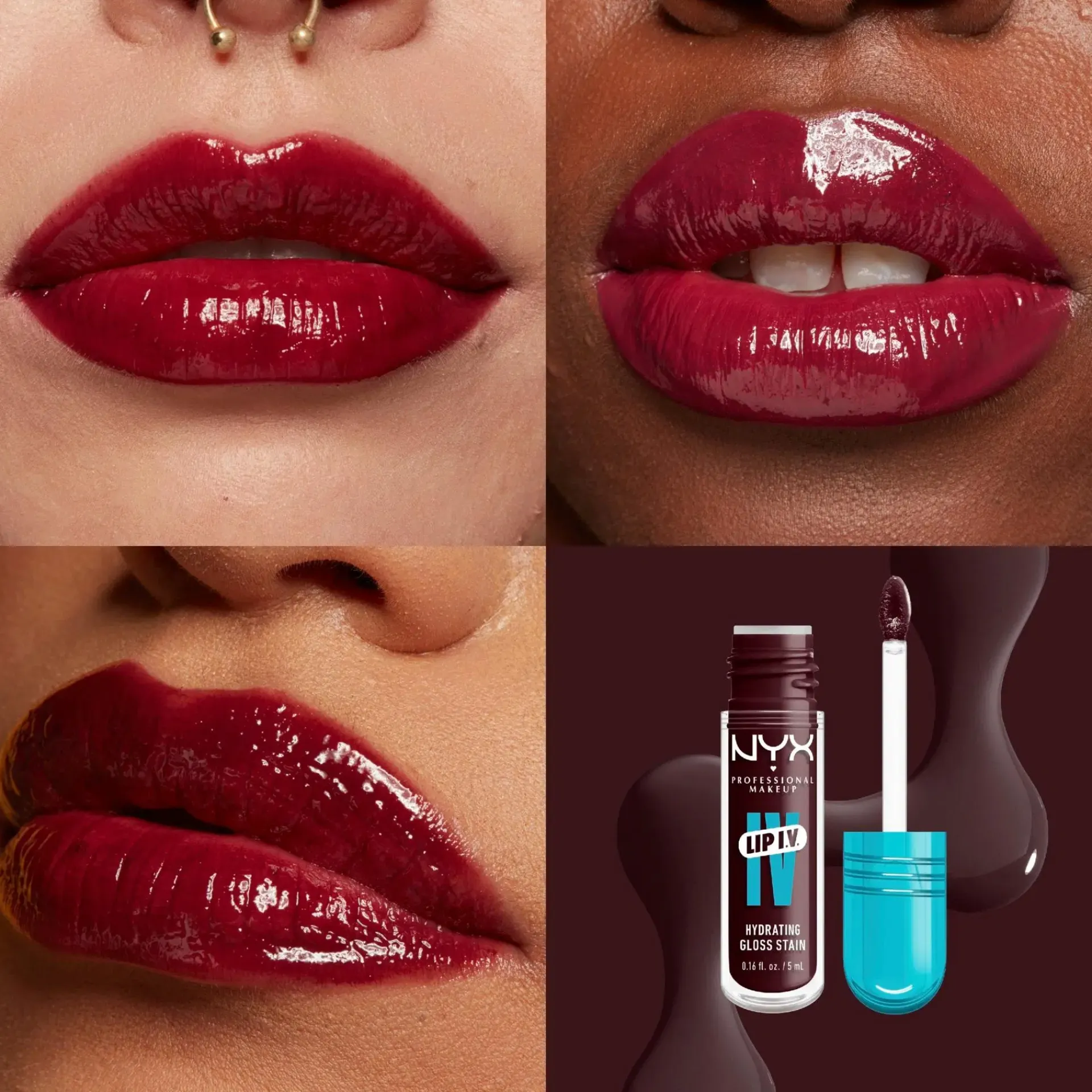 NYX Professional Makeup Huulimeikit<Lip I.V. Hydrating Gloss Stain huulikiilto 5 ml
