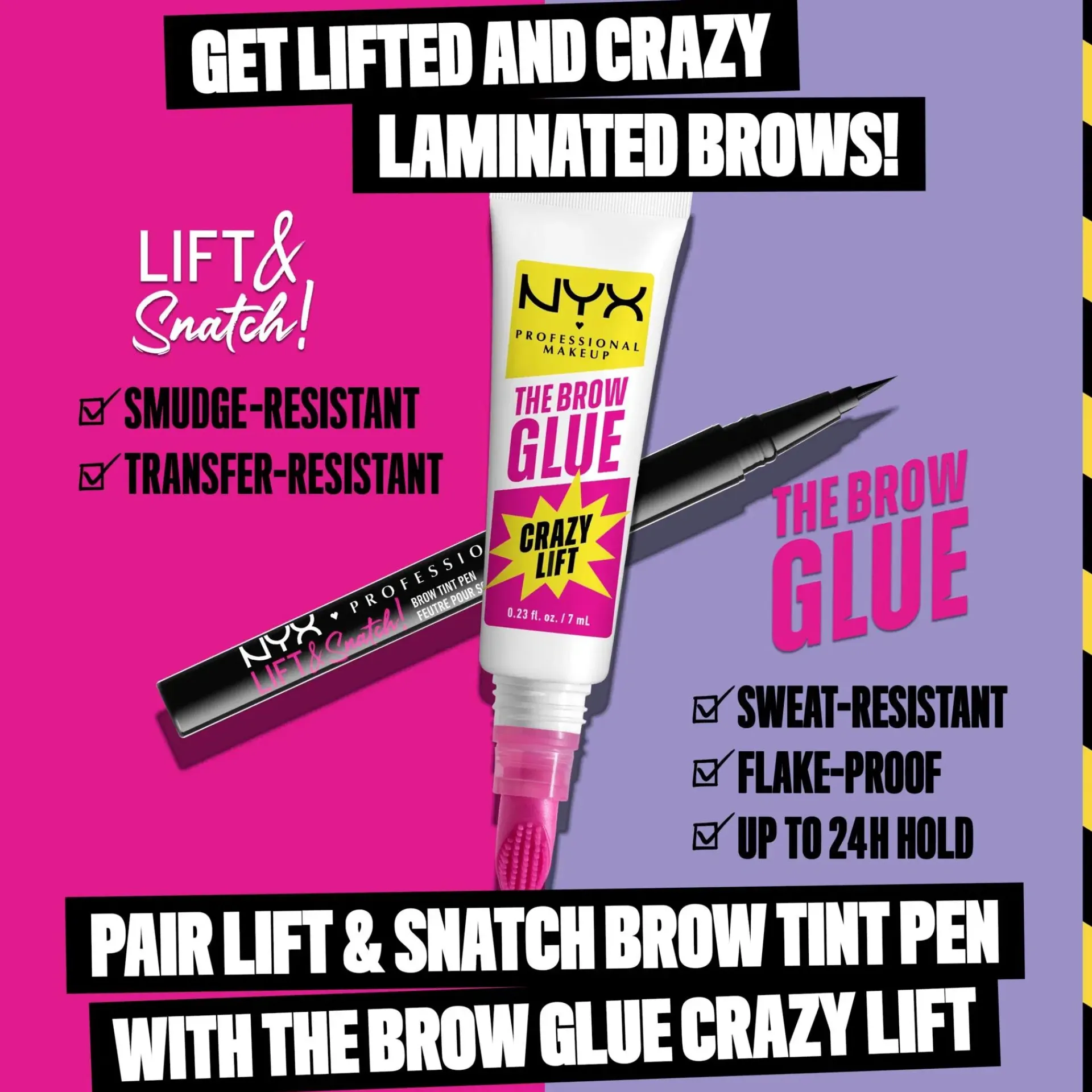 NYX Professional Makeup Silmämeikit<The Brow Glue Crazy Lift Pitkäkestoinen Kulmageeli 01 Transparent 7 ml