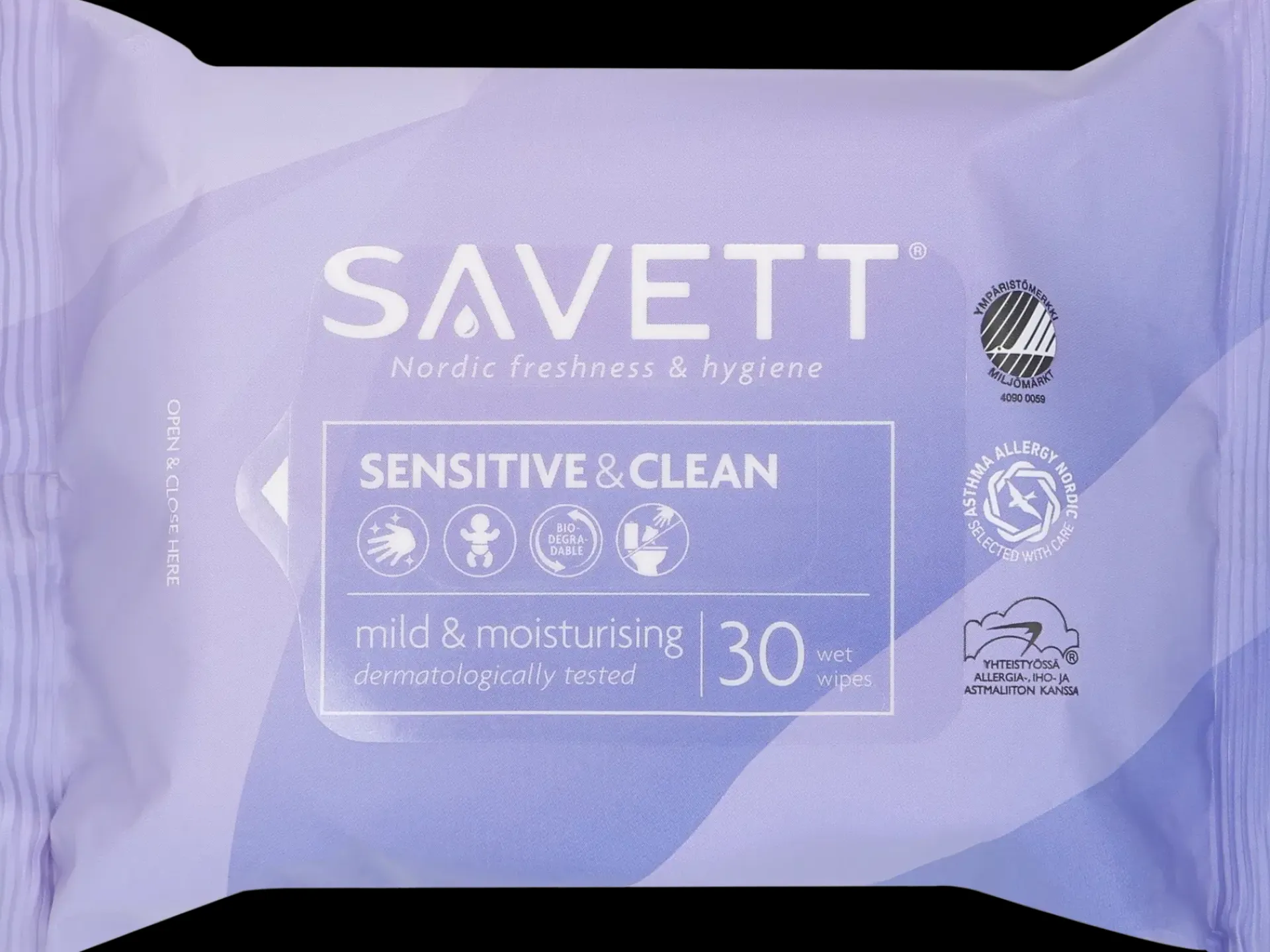 Savett Kuukautiset Ja Intiimihygienia|Hajusteettomat Ihonhoidon Tuotteet<Sensitive & Clean uudelleensuljettava kosteuspyyhe 30kpl