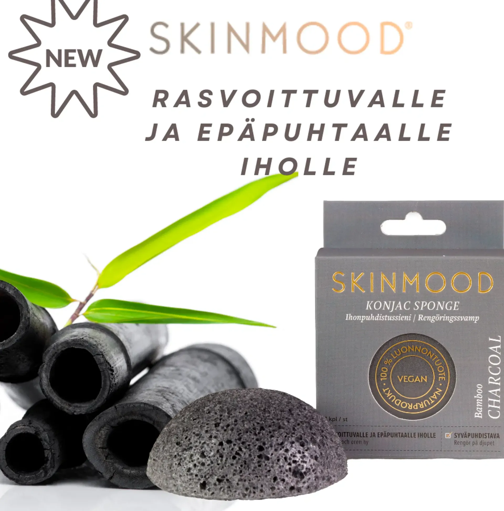 SkinMood Vartalonhoito|Kasvojenhoito<® Konjac-kasvojenpesusieni Bambuhiili