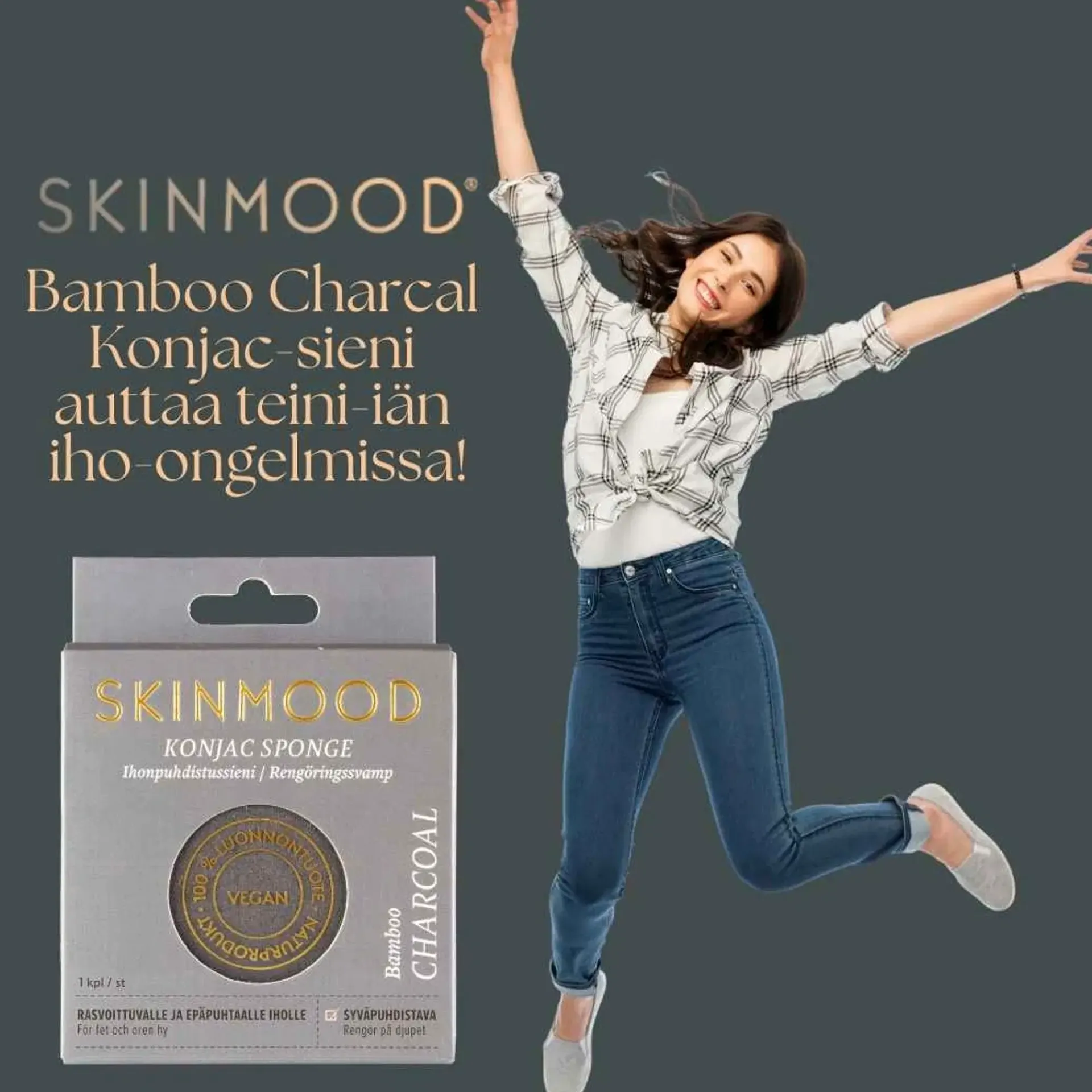 SkinMood Vartalonhoito|Kasvojenhoito<® Konjac-kasvojenpesusieni Bambuhiili