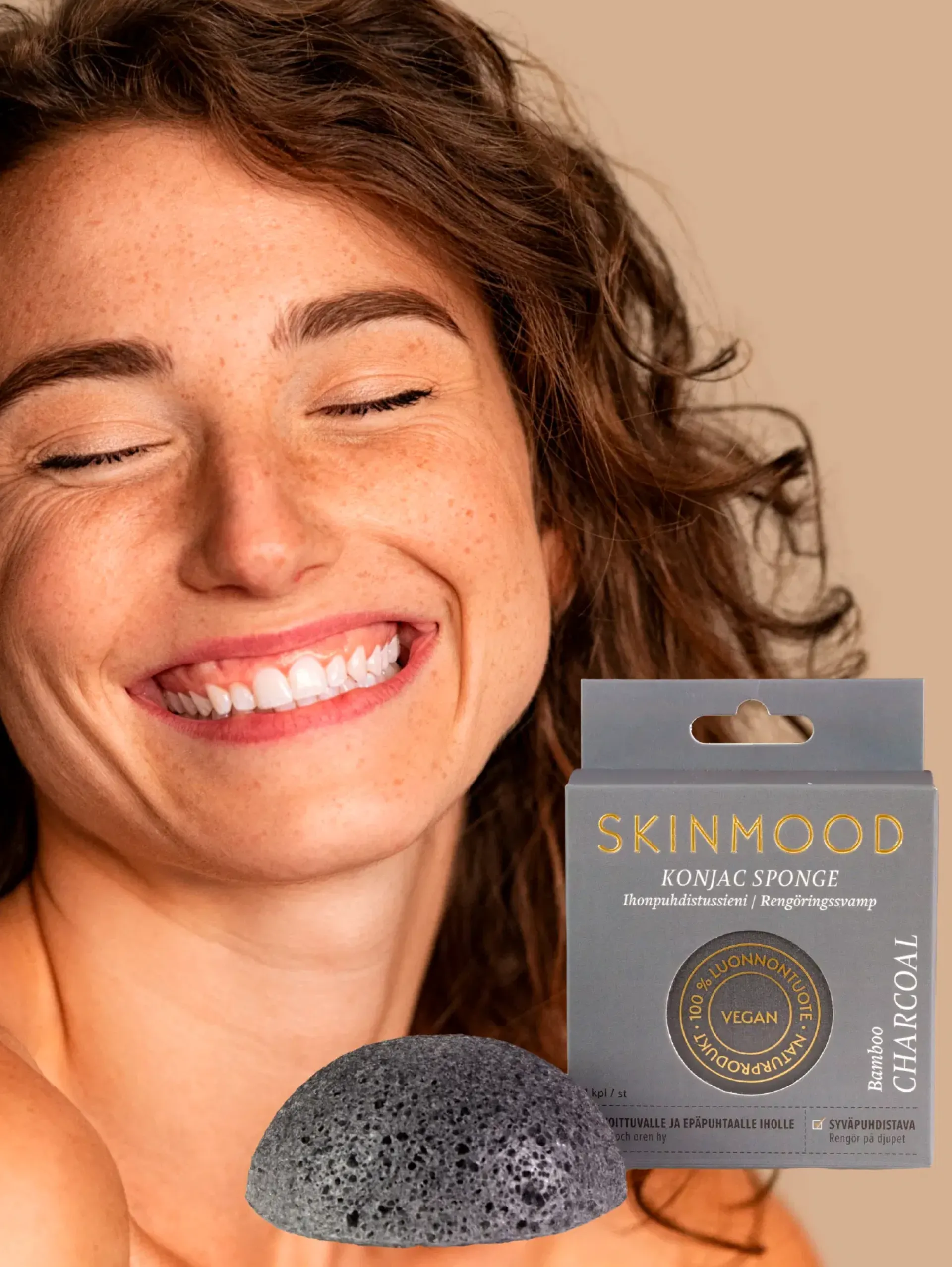 SkinMood Vartalonhoito|Kasvojenhoito<® Konjac-kasvojenpesusieni Bambuhiili