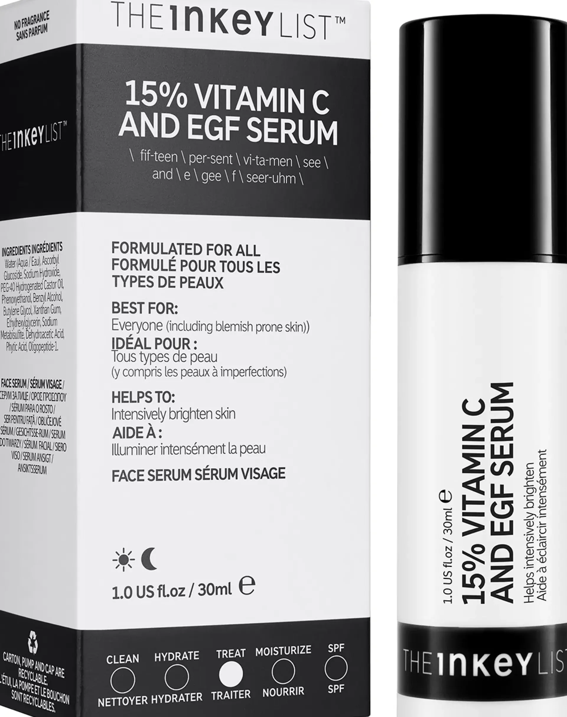 The INKEY List Ihonhoidon Tehoaineet|Kasvojenhoito<15% Vitamin C ja EGF Serum 30 ml