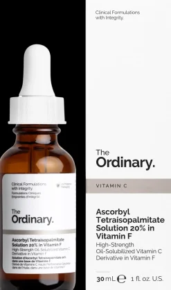 The Ordinary Ihonhoidon Tehoaineet|Kasvojenhoito<Ascorbyl Tetraisopalmitate Solution 20% in Vitamin F liuos 30 ml