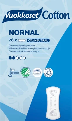 Vuokkoset Kuukautiset Ja Intiimihygienia|Hajusteettomat Ihonhoidon Tuotteet<Cotton Normal pikkuhousunsuoja 26 kpl